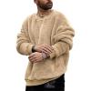 Mens Fuzzy Sherpa Sweatshirt Long Sleeve Fluffy Crew Neck Pullover Cozy Basic Unisex Fall Winter Warm Tops(Yellow)