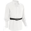 Mens Medieval Lace Up Pirate Mercenary Scottish Wide Cuff Shirt Costume Renaissance Viking Top(01 White)