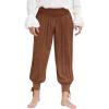 Mens Medieval Pirate Ankle Pants Viking Renaissance Costume Lace Up Tapered Banded Navigator Trousers(Brown)