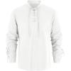 Mens Medieval Pirate Shirt Steampunk Retro Renaissance Viking Long Sleeve Lace Up Mercenary Halloween Scottish Tops(White)