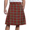 Mens Utility Kilt Pin Scottish Tartan Apparel Black & Irish Hybrid Royal Stewart Pockets Kilts(02 Red)