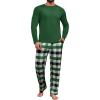 Runcati Mens 2 Piece Pajama Set Plaid Sleepwear PJ Relaxed Fit Stretch Lounge Nightwear Sets(Green)