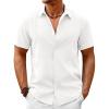 Runcati Mens Button Down Guayabera Shirts Short Sleeve Cuban Casual Summer Linen Shirt Beach Mexican Hippie Wedding Tops(White)