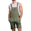 Runcati Mens Casual Bib Overall Shorts Lightweight Cotton Loose Fit Denim Jumpersuit Walkshort Pockets Rompers(Army Green)