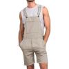 Runcati Mens Casual Bib Overall Shorts Lightweight Cotton Loose Fit Denim Jumpersuit Walkshort Pockets Rompers(Beige)