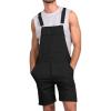Runcati Mens Casual Bib Overall Shorts Lightweight Cotton Loose Fit Denim Jumpersuit Walkshort Pockets Rompers(Black)