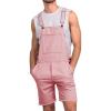 Runcati Mens Casual Bib Overall Shorts Lightweight Cotton Loose Fit Denim Jumpersuit Walkshort Pockets Rompers(Pink)