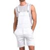 Runcati Mens Casual Bib Overall Shorts Lightweight Cotton Loose Fit Denim Jumpersuit Walkshort Pockets Rompers(White)