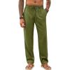 Runcati Mens Casual Pants Linen Elastic Waist Drawstring Lightweight Pants Loose Fit Summer Beach Yoga Trouser(Army Green)