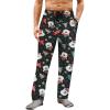 Runcati Mens Christmas Pajama Pants Fleece PJ Lounge Pants Holiday Party Sleepwear(Black)