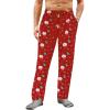 Runcati Mens Christmas Pajama Pants Fleece PJ Lounge Pants Holiday Party Sleepwear(Red)