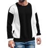 Runcati Mens Color Block Sweatshirt Pullover Crewneck Long Sleeve Fleece Casual Ribbed Patchwork Fall Tops(Black)