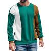 Runcati Mens Color Block Sweatshirt Pullover Crewneck Long Sleeve Fleece Casual Ribbed Patchwork Fall Tops(Green)