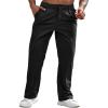Runcati Mens Corduroy Pants Elastic Waist Straight Leg Casual Pleated Pants with Pockets(Black)