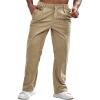 Runcati Mens Corduroy Pants Elastic Waist Straight Leg Casual Pleated Pants with Pockets(Khaki)