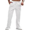 Runcati Mens Corduroy Pants Elastic Waist Straight Leg Casual Pleated Pants with Pockets(White)