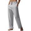 Runcati Mens Cotton Linen Pants Elastic Waist Casual Lightweight Loose Fit Beach Yoga Pants(Grey)