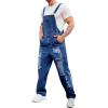 Runcati Men’s Denim Bib Overall Jean Romper Trousers Adjustable Strap Workwear Slim Fit Jumpsuit(B-navy Blue)