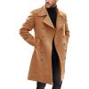Runcati Mens Double Breasted Trench Coat Notch Lapel Peacoat Mid Long Winter Classic Overcoat(Brown)
