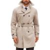 Runcati Mens Double Breasted Trench Coat Notched Lapel Windbreaker Jackets Causal Overcoat With Belt(Apricot)