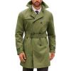 Runcati Mens Double Breasted Trench Coat Notched Lapel Windbreaker Jackets Causal Overcoat With Belt(Army Green)
