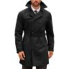 Runcati Mens Double Breasted Trench Coat Notched Lapel Windbreaker Jackets Causal Overcoat With Belt(Black)