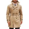 Runcati Mens Double Breasted Trench Coat Notched Lapel Windbreaker Jackets Causal Overcoat With Belt(Khaki)