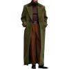 Runcati Mens Full Length Trench Coat Notched Lapel Long Jacket Double Breasted Classic Winter Overcoat(Army Green)