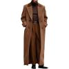 Runcati Mens Full Length Trench Coat Notched Lapel Long Jacket Double Breasted Classic Winter Overcoat(Coffee)