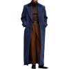 Runcati Mens Full Length Trench Coat Notched Lapel Long Jacket Double Breasted Classic Winter Overcoat(Navy Blue)