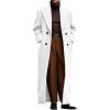 Runcati Mens Full Length Trench Coat Notched Lapel Long Jacket Double Breasted Classic Winter Overcoat(White)