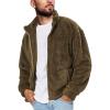 Runcati Mens Fuzzy Sherpa Jacket Cardigan Fleece Long Sleeve Full Zip Open Front Thermal Coat Fall Winter Outwear(Army Green)