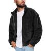 Runcati Mens Fuzzy Sherpa Jacket Cardigan Fleece Long Sleeve Full Zip Open Front Thermal Coat Fall Winter Outwear(Black)