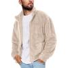 Runcati Mens Fuzzy Sherpa Jacket Cardigan Fleece Long Sleeve Full Zip Open Front Thermal Coat Fall Winter Outwear(Khaki)