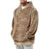 Runcati Mens Fuzzy Sherpa Pullover Hoodie Sweatshirts Long Sleeve Kangaroo Pocket Winter Fall Outwear Hooded(Brown)