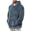 Runcati Mens Fuzzy Sherpa Pullover Hoodie Sweatshirts Long Sleeve Kangaroo Pocket Winter Fall Outwear Hooded(Dark Gray)