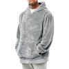 Runcati Mens Fuzzy Sherpa Pullover Hoodie Sweatshirts Long Sleeve Kangaroo Pocket Winter Fall Outwear Hooded(Gray)