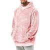 Runcati Mens Fuzzy Sherpa Pullover Hoodie Sweatshirts Long Sleeve Kangaroo Pocket Winter Fall Outwear Hooded(Pink)