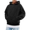 Runcati Mens Fuzzy Sherpa Pullover Hoodie Sweatshirts Long Sleeve Sport Front Pocket Military Fall Outwear Winter Hooded(01 Black)