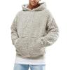 Runcati Mens Fuzzy Sherpa Pullover Hoodie Sweatshirts Long Sleeve Sport Front Pocket Military Fall Outwear Winter Hooded(01 Picture Color)