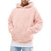 Runcati Mens Fuzzy Sherpa Pullover Hoodie Sweatshirts Long Sleeve Sport Front Pocket Military Fall Outwear Winter Hooded(01 Pink)