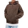 Runcati Mens Fuzzy Sherpa Pullover Hoodie Sweatshirts Long Sleeve Sport Front Pocket Military Fall Outwear Winter Hooded(02 Brown)