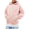 Runcati Mens Fuzzy Sherpa Pullover Hoodie Sweatshirts Long Sleeve Sport Front Pocket Military Fall Outwear Winter Hooded(02 Pink)