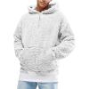 Runcati Mens Fuzzy Sherpa Pullover Hoodie Sweatshirts Long Sleeve Sport Front Pocket Military Fall Outwear Winter Hooded(02 White)