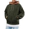 Runcati Mens Fuzzy Sherpa Pullover Hoodie Sweatshirts Long Sleeve Sport Front Pocket Military Fall Outwear Winter Hooded(03 Army Green)