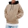 Runcati Mens Fuzzy Sherpa Pullover Hoodie Sweatshirts Long Sleeve Sport Front Pocket Military Fall Outwear Winter Hooded(03 Beige)