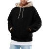 Runcati Mens Fuzzy Sherpa Pullover Hoodie Sweatshirts Long Sleeve Sport Front Pocket Military Fall Outwear Winter Hooded(03 Black)