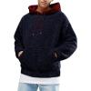 Runcati Mens Fuzzy Sherpa Pullover Hoodie Sweatshirts Long Sleeve Sport Front Pocket Military Fall Outwear Winter Hooded(03 Navy)