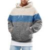 Runcati Mens Fuzzy Sherpa Pullover Hoodie Sweatshirts Long Sleeve Sport Front Pocket Military Fall Outwear Winter Hooded(06 Blue)