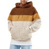 Runcati Mens Fuzzy Sherpa Pullover Hoodie Sweatshirts Long Sleeve Sport Front Pocket Military Fall Outwear Winter Hooded(06 Brown)